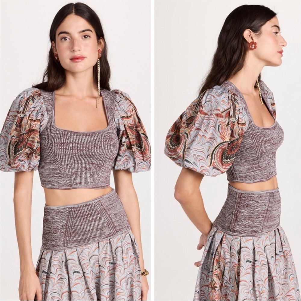 Ulla Johnson Iva puff sleeve knit crop top